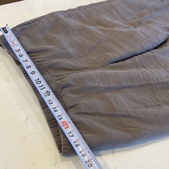 J. Jill Brown Grey 100% Linen Cropped Flat Front Wide Leg Pull On Pants Size L - Picture 3 of 6